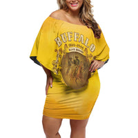 Honor Buffalo Soldiers Family Matching Off Shoulder Short Dress and Hawaiian Shirt African American Cavalry Yellow Version - Wonder Print Shop