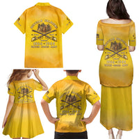 Honor Buffalo Soldiers Family Matching Puletasi and Hawaiian Shirt African American Cavalry Yellow Version - Wonder Print Shop