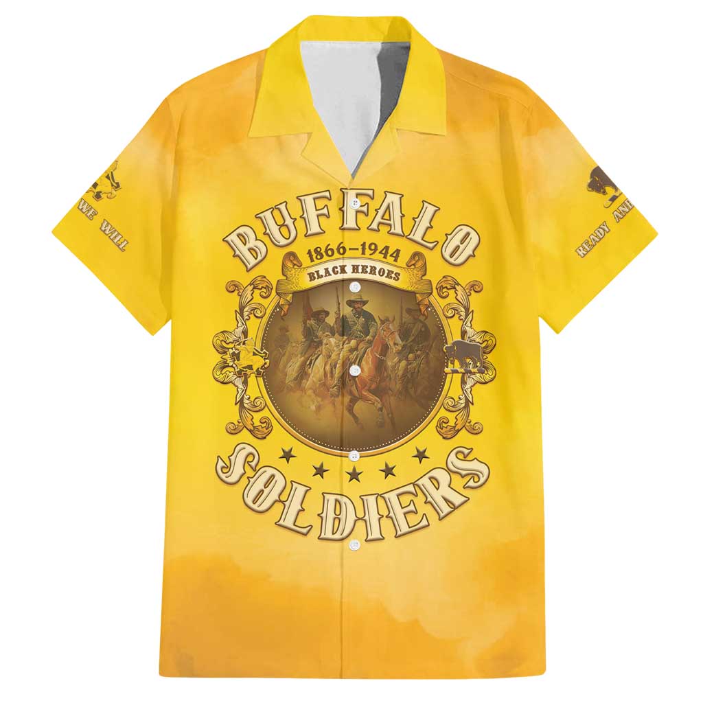 Honor Buffalo Soldiers Family Matching Puletasi and Hawaiian Shirt African American Cavalry Yellow Version - Wonder Print Shop