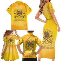 Honor Buffalo Soldiers Family Matching Short Sleeve Bodycon Dress and Hawaiian Shirt African American Cavalry Yellow Version - Wonder Print Shop