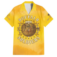 Honor Buffalo Soldiers Family Matching Short Sleeve Bodycon Dress and Hawaiian Shirt African American Cavalry Yellow Version - Wonder Print Shop