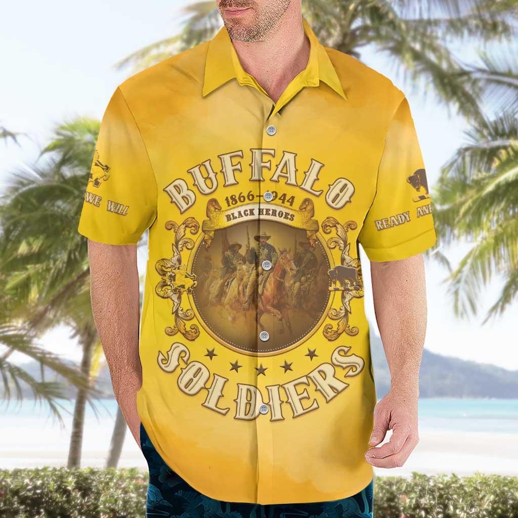 Honor Buffalo Soldiers Hawaiian Shirt African American Cavalry Yellow Version - Wonder Print Shop