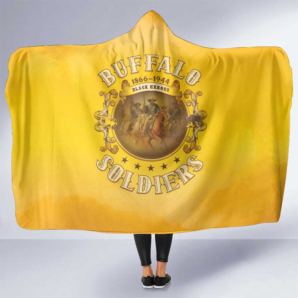 Honor Buffalo Soldiers Hooded Blanket African American Cavalry Yellow Version - Wonder Print Shop