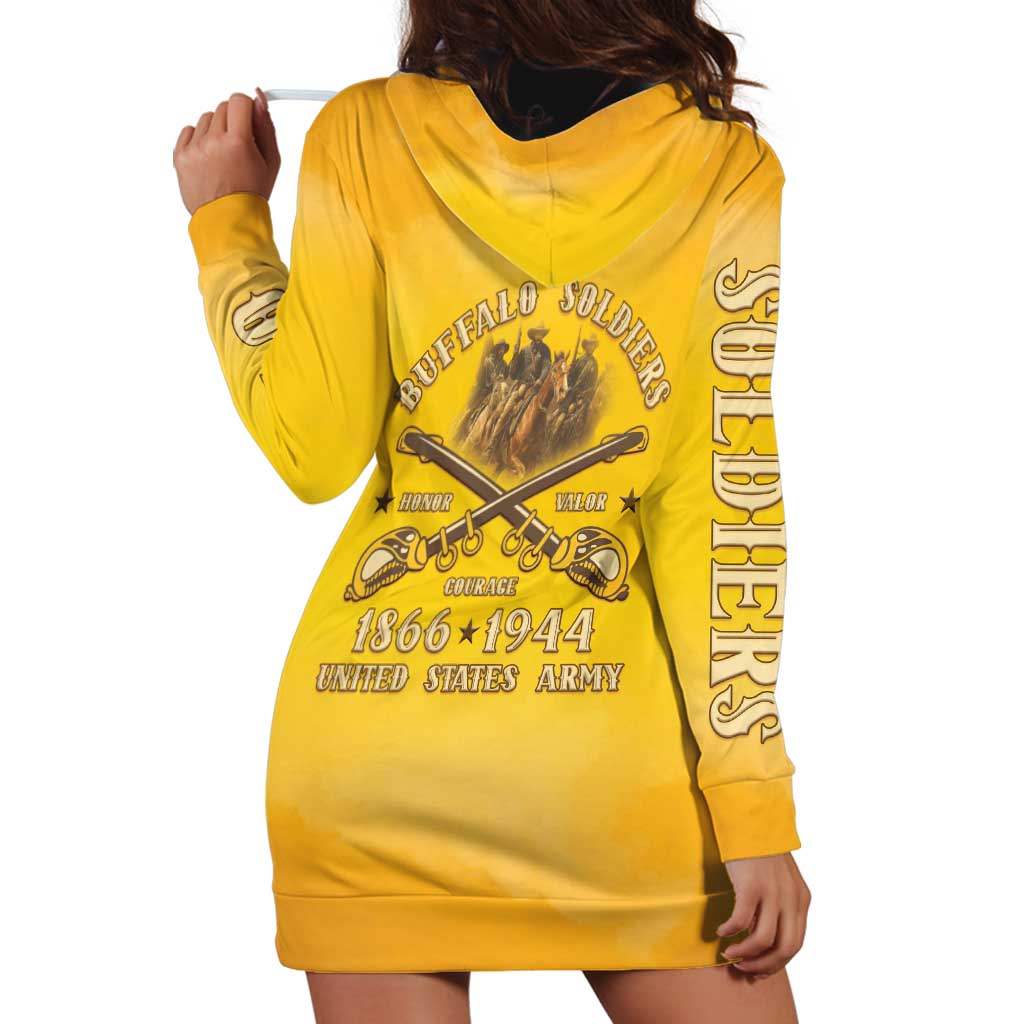 Honor Buffalo Soldiers Hoodie Dress African American Cavalry Yellow Version - Wonder Print Shop