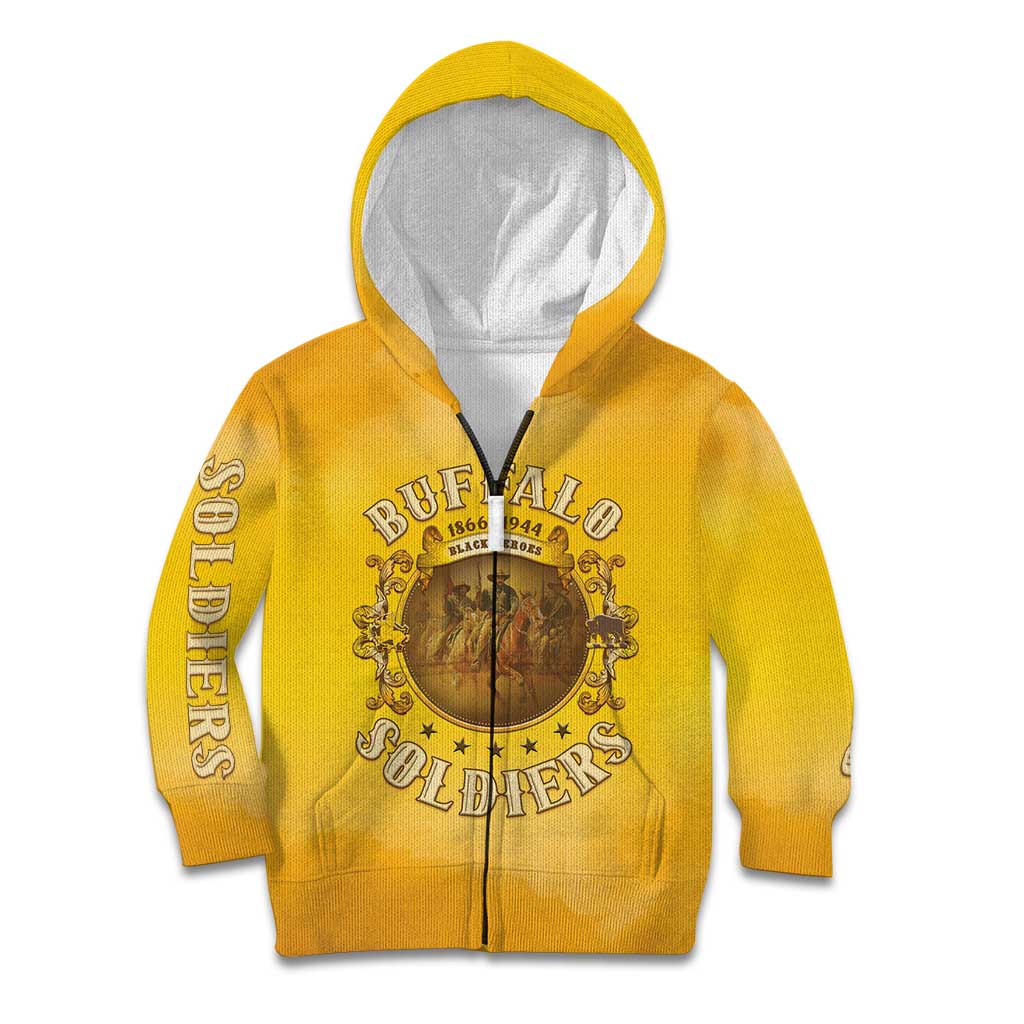 Honor Buffalo Soldiers Kid Hoodie African American Cavalry Yellow Version - Wonder Print Shop