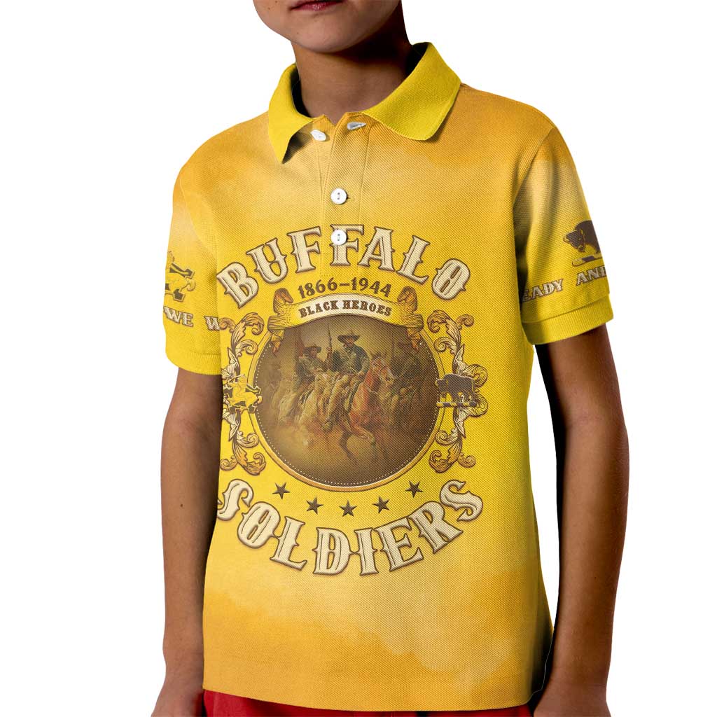 Honor Buffalo Soldiers Kid Polo Shirt African American Cavalry Yellow Version - Wonder Print Shop