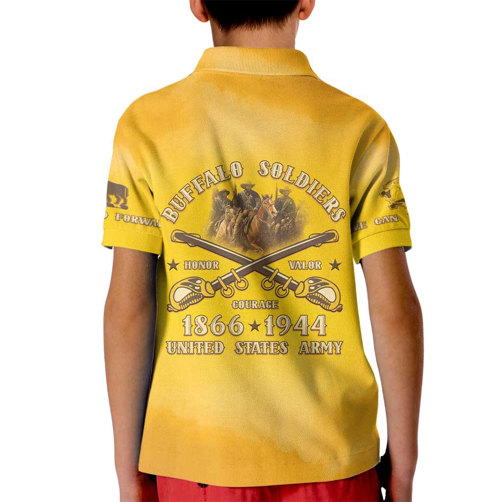 Honor Buffalo Soldiers Kid Polo Shirt African American Cavalry Yellow Version - Wonder Print Shop