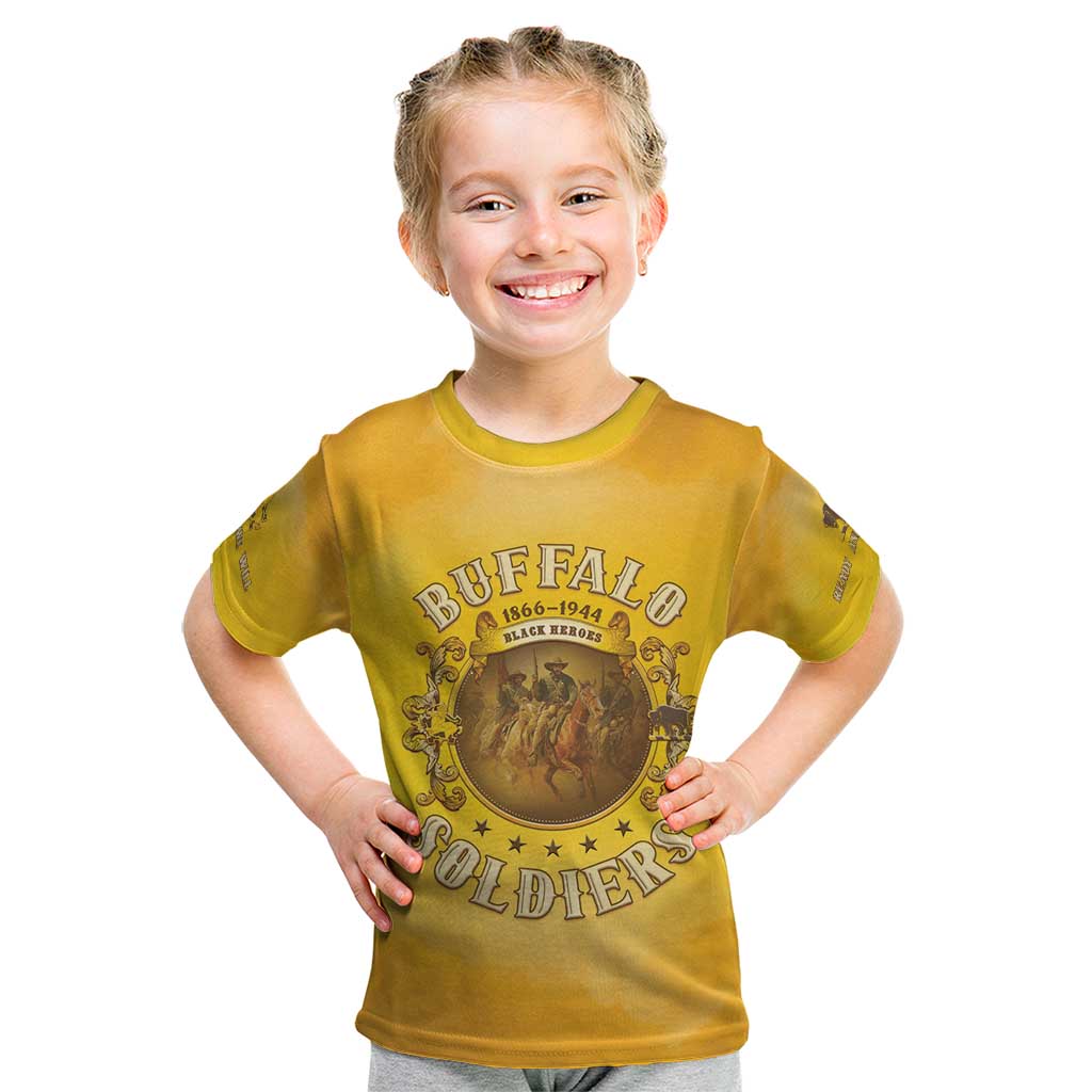 Honor Buffalo Soldiers Kid T Shirt African American Cavalry Yellow Version - Wonder Print Shop