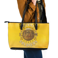 Honor Buffalo Soldiers Leather Tote Bag African American Cavalry Yellow Version - Wonder Print Shop