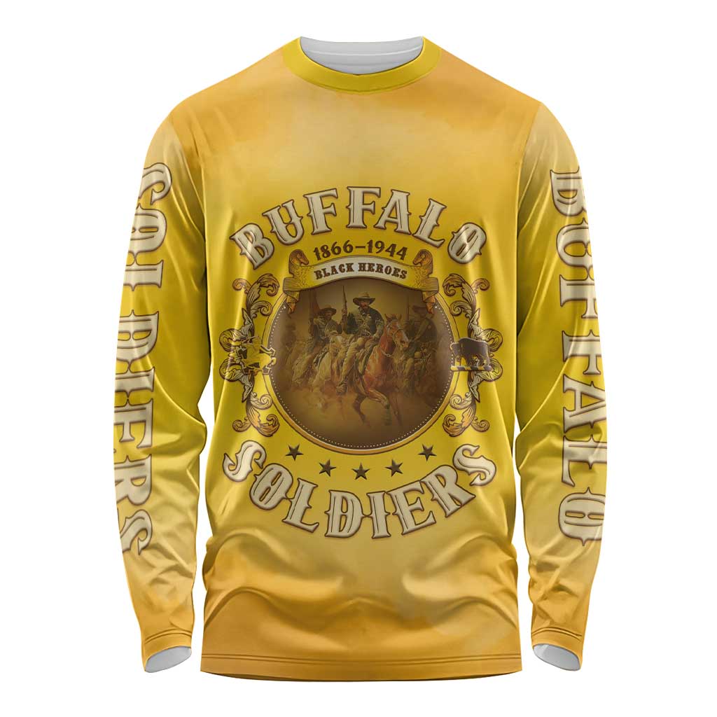 Honor Buffalo Soldiers Long Sleeve Shirt African American Cavalry Yellow Version - Wonder Print Shop