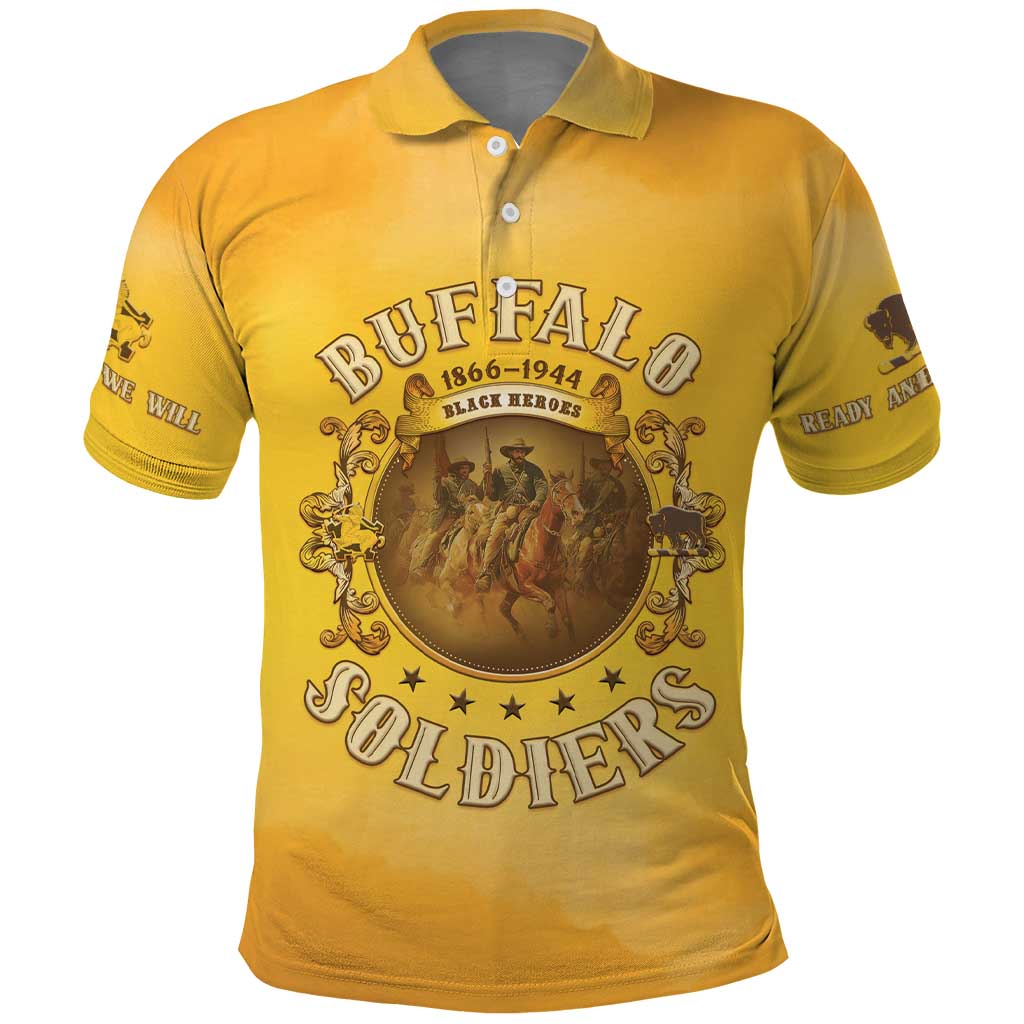 Honor Buffalo Soldiers Polo Shirt African American Cavalry Yellow Version - Wonder Print Shop