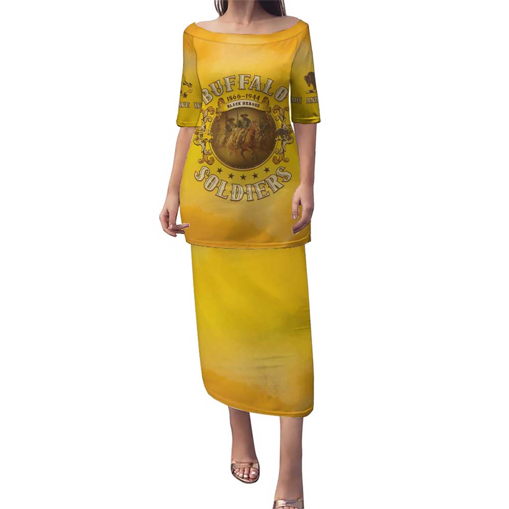 Honor Buffalo Soldiers Puletasi African American Cavalry Yellow Version - Wonder Print Shop