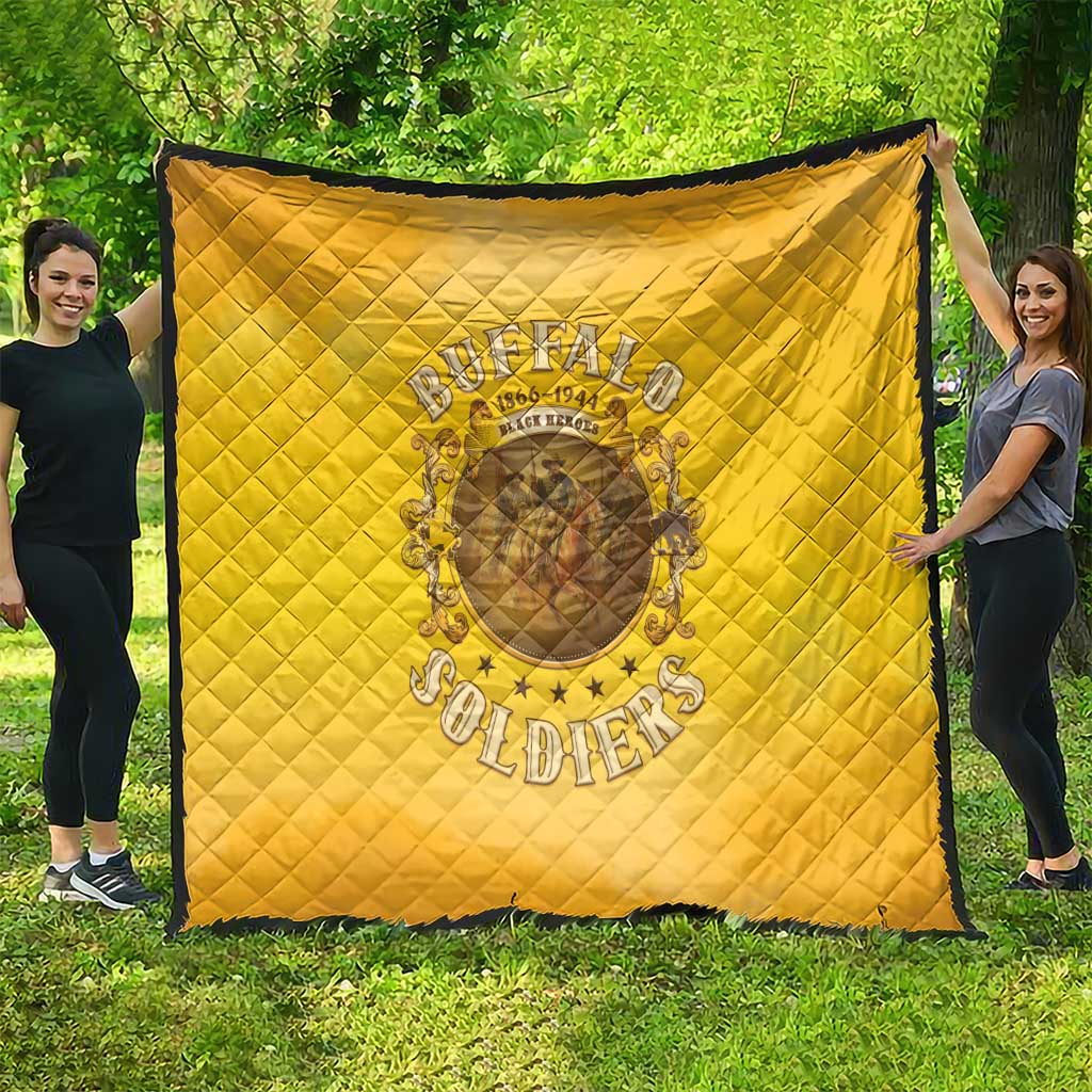 Honor Buffalo Soldiers Quilt African American Cavalry Yellow Version - Wonder Print Shop
