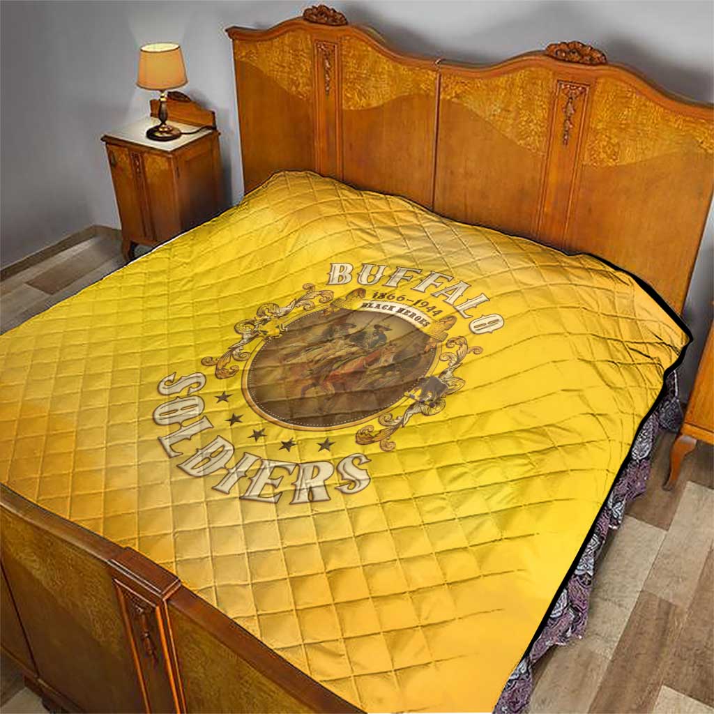 Honor Buffalo Soldiers Quilt African American Cavalry Yellow Version - Wonder Print Shop