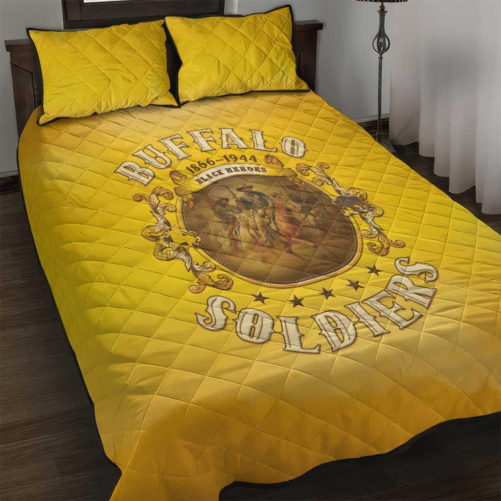 Honor Buffalo Soldiers Quilt Bed Set African American Cavalry Yellow Version - Wonder Print Shop