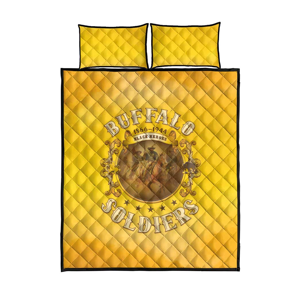 Honor Buffalo Soldiers Quilt Bed Set African American Cavalry Yellow Version - Wonder Print Shop