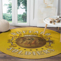 Honor Buffalo Soldiers Round Carpet African American Cavalry Yellow Version - Wonder Print Shop