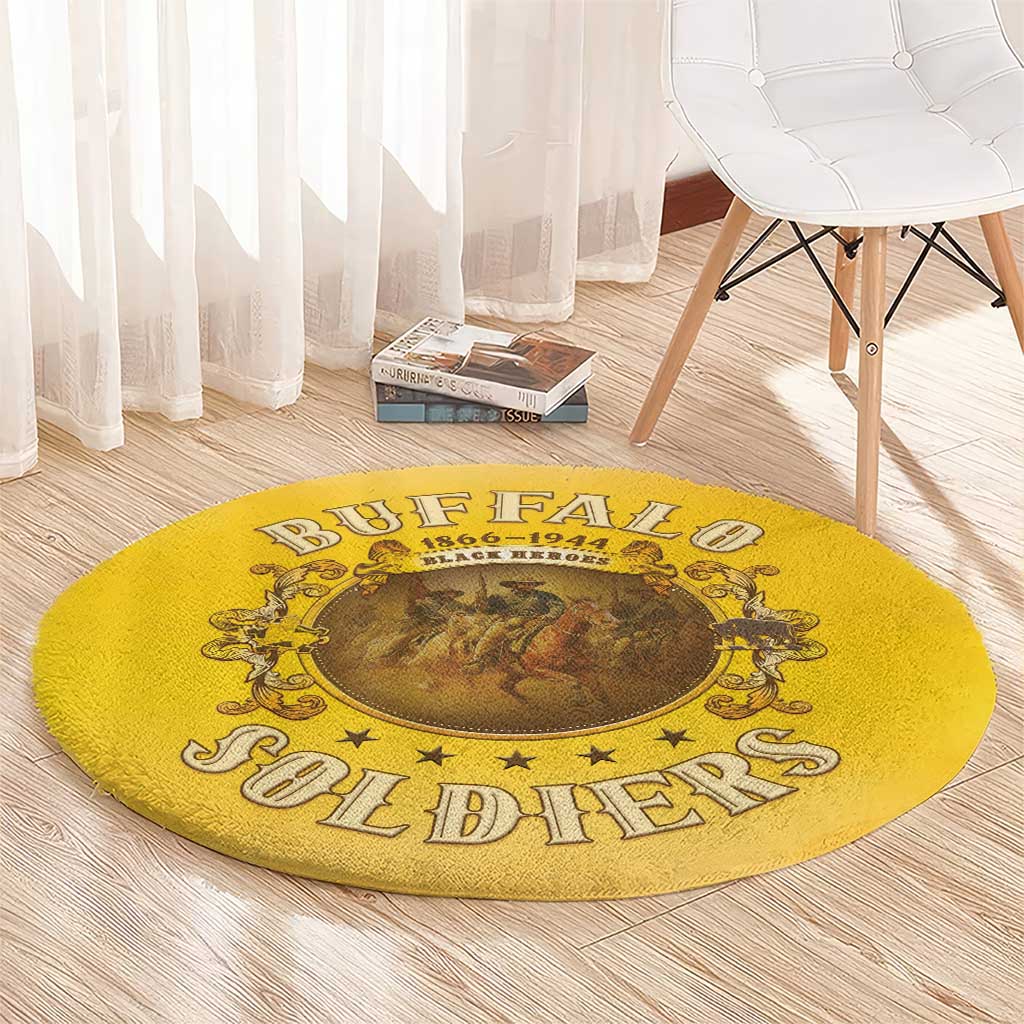 Honor Buffalo Soldiers Round Carpet African American Cavalry Yellow Version - Wonder Print Shop