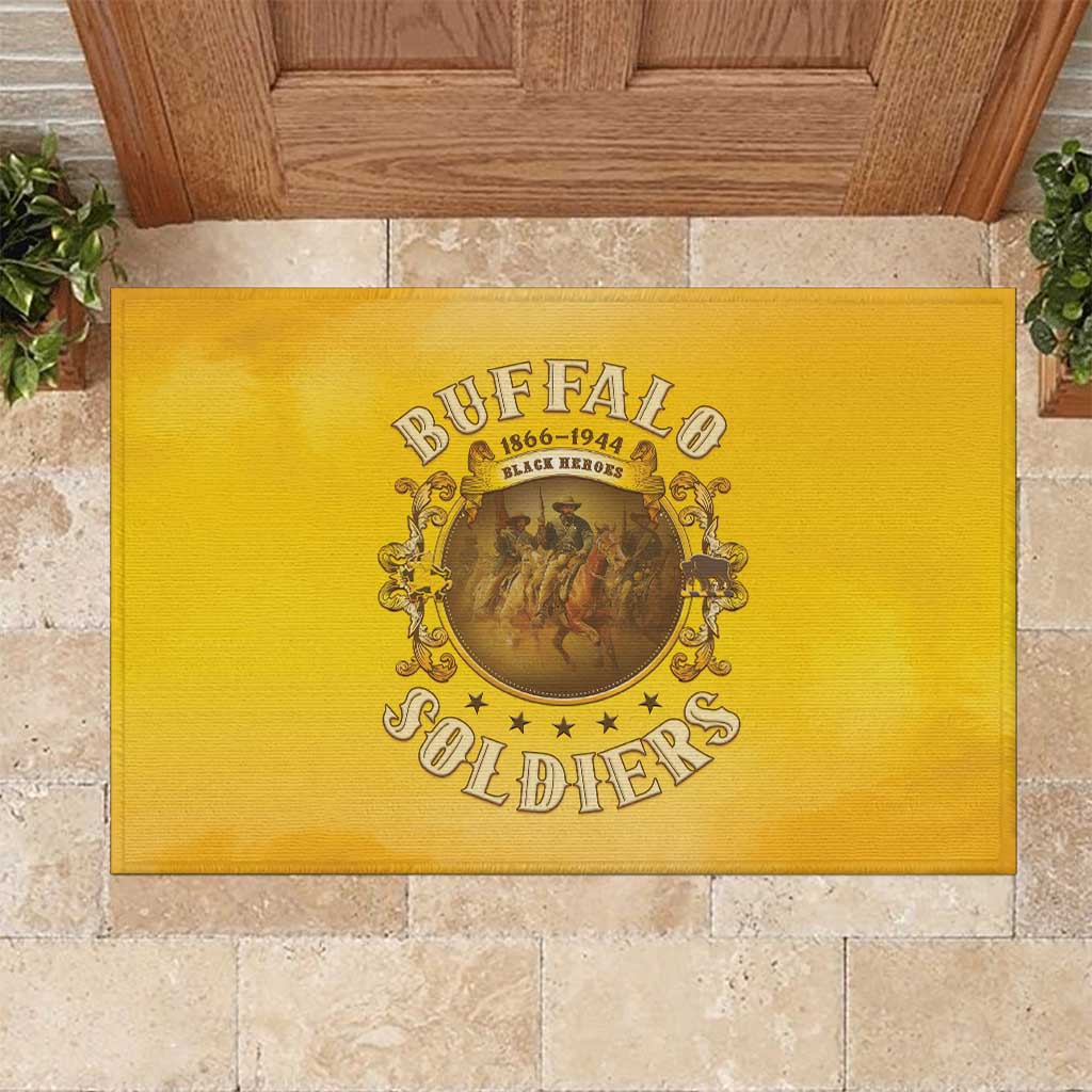 Honor Buffalo Soldiers Rubber Doormat African American Cavalry Yellow Version - Wonder Print Shop