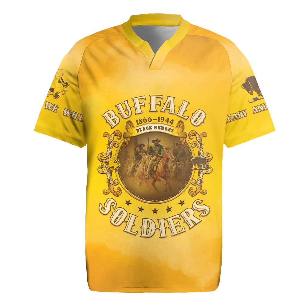 Honor Buffalo Soldiers Rugby Jersey African American Cavalry Yellow Version - Wonder Print Shop