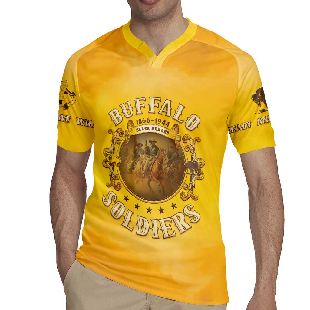 Honor Buffalo Soldiers Rugby Jersey African American Cavalry Yellow Version - Wonder Print Shop