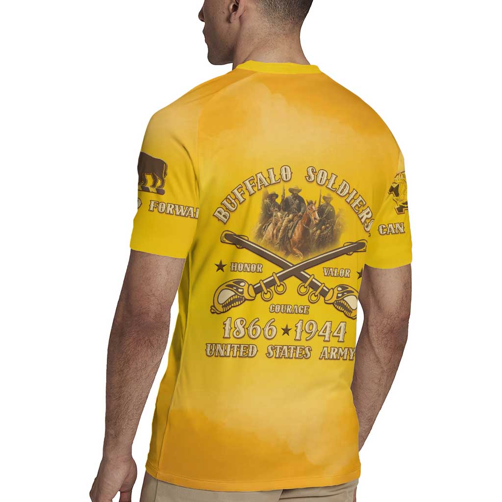 Honor Buffalo Soldiers Rugby Jersey African American Cavalry Yellow Version - Wonder Print Shop