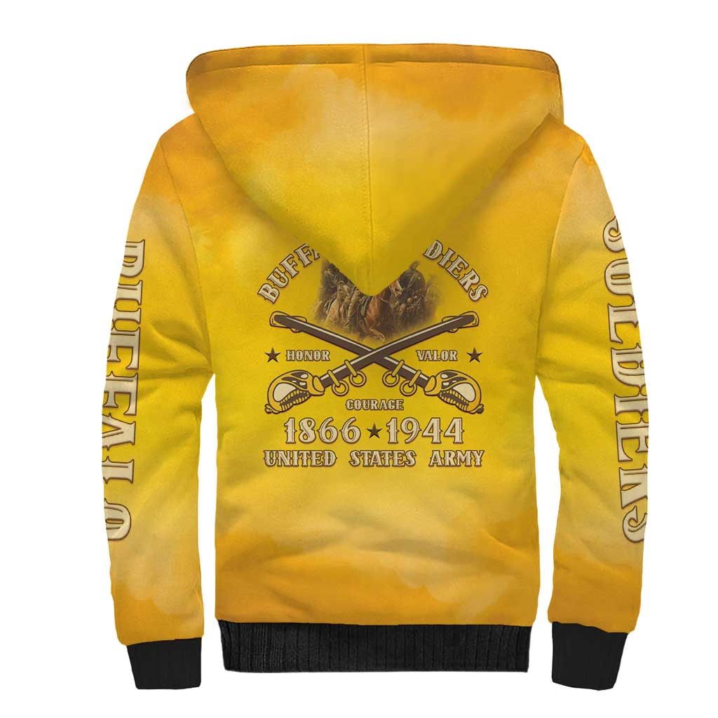 Honor Buffalo Soldiers Sherpa Hoodie African American Cavalry Yellow Version - Wonder Print Shop