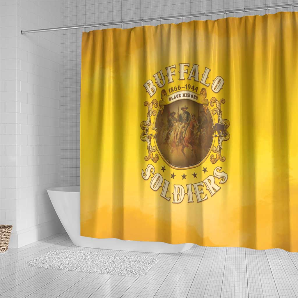 Honor Buffalo Soldiers Shower Curtain African American Cavalry Yellow Version - Wonder Print Shop