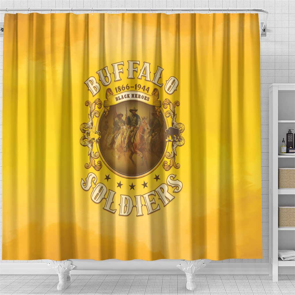 Honor Buffalo Soldiers Shower Curtain African American Cavalry Yellow Version - Wonder Print Shop