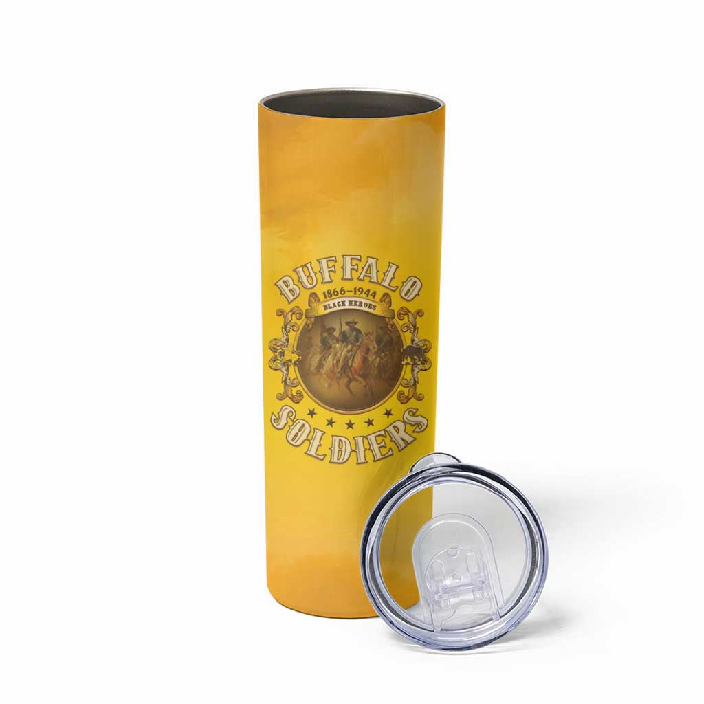 Honor Buffalo Soldiers Skinny Tumbler African American Cavalry Yellow Version - Wonder Print Shop