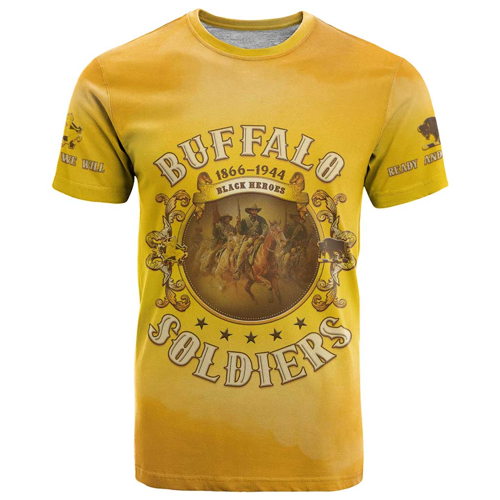 Honor Buffalo Soldiers T Shirt African American Cavalry Yellow Version - Wonder Print Shop
