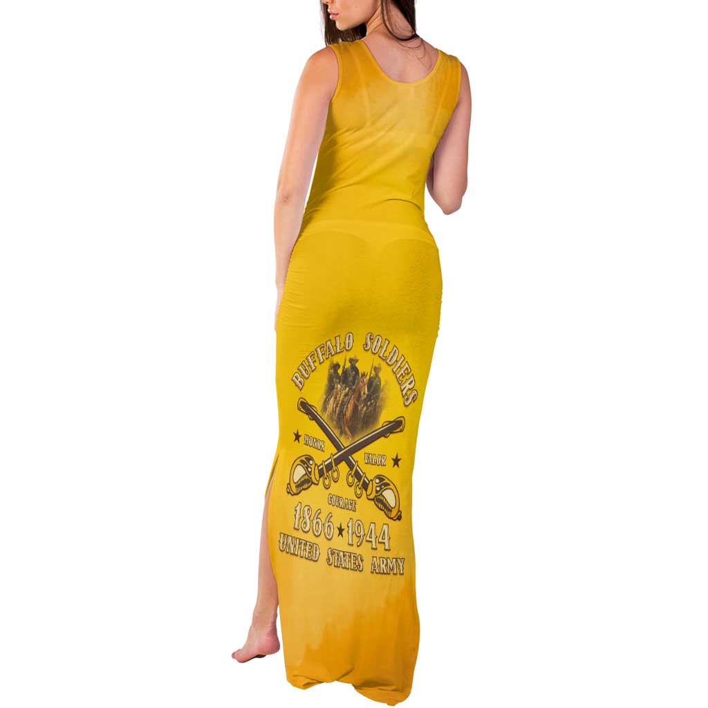 Honor Buffalo Soldiers Tank Maxi Dress African American Cavalry Yellow Version - Wonder Print Shop