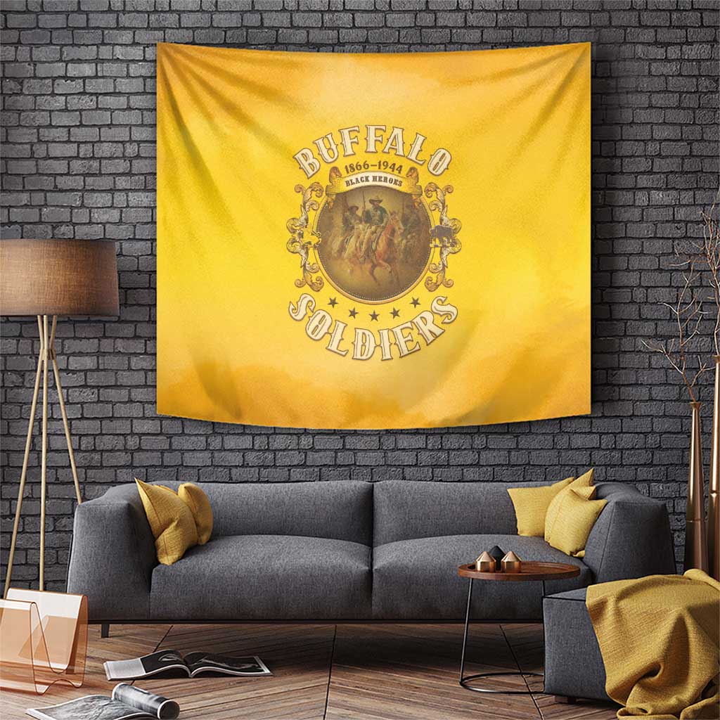 Honor Buffalo Soldiers Tapestry African American Cavalry Yellow Version - Wonder Print Shop