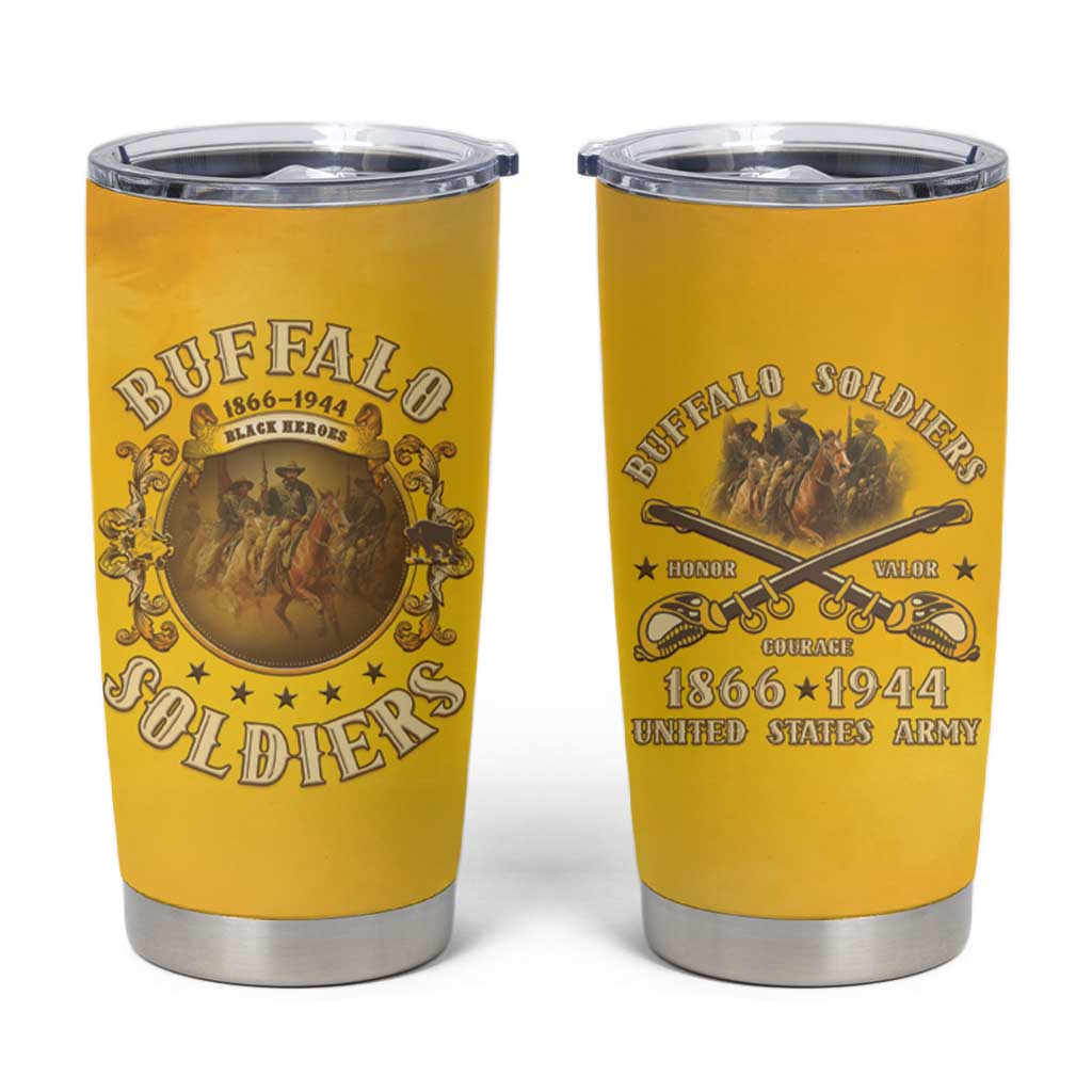 Honor Buffalo Soldiers Tumbler Cup African American Cavalry Yellow Version - Wonder Print Shop