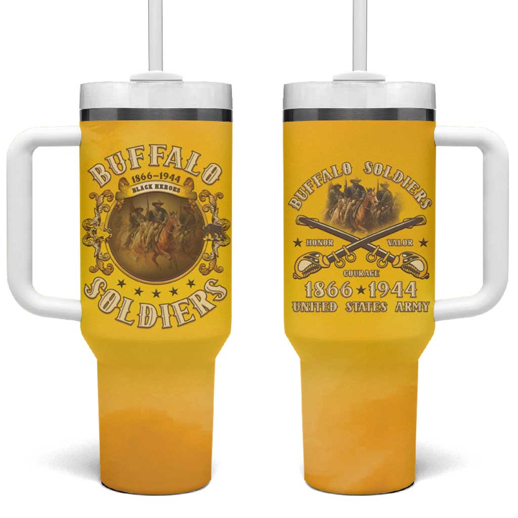 Honor Buffalo Soldiers Tumbler With Handle African American Cavalry Yellow Version - Wonder Print Shop
