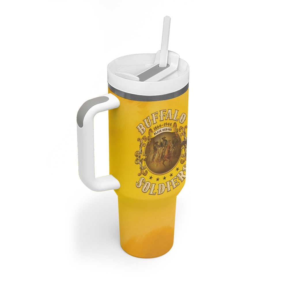 Honor Buffalo Soldiers Tumbler With Handle African American Cavalry Yellow Version - Wonder Print Shop