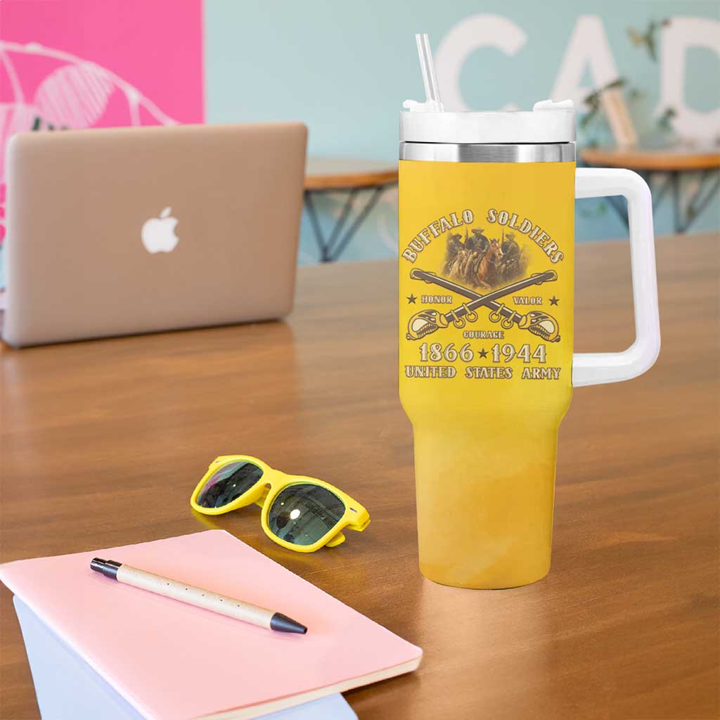 Honor Buffalo Soldiers Tumbler With Handle African American Cavalry Yellow Version - Wonder Print Shop