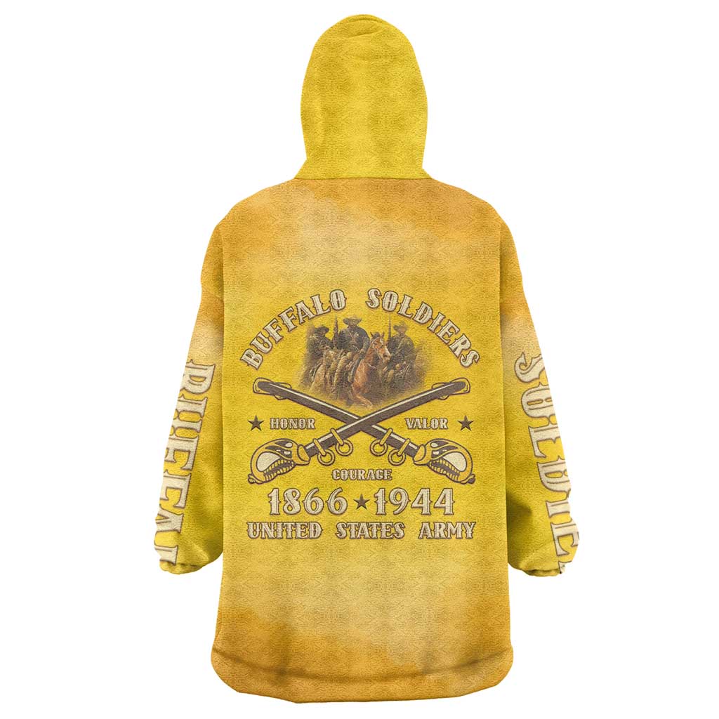 Honor Buffalo Soldiers Wearable Blanket Hoodie African American Cavalry Yellow Version - Wonder Print Shop