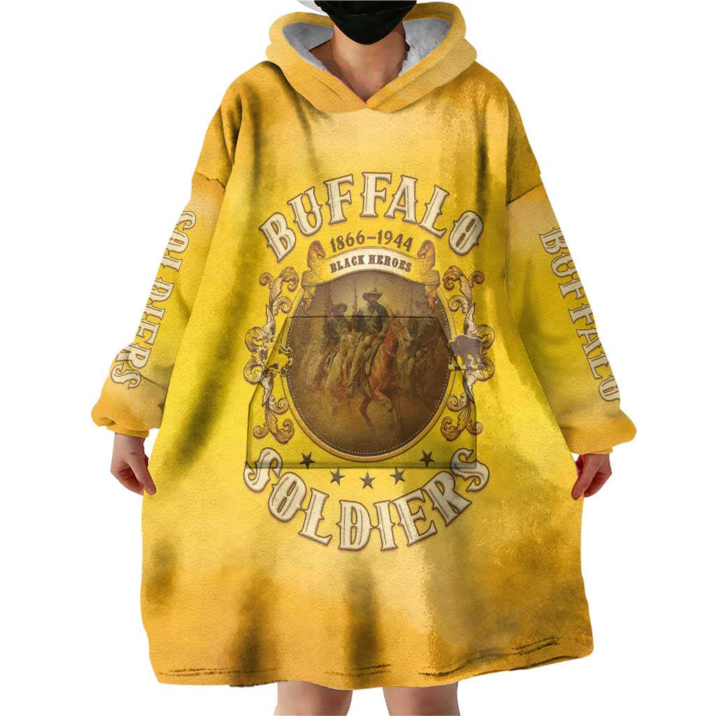 Honor Buffalo Soldiers Wearable Blanket Hoodie African American Cavalry Yellow Version - Wonder Print Shop
