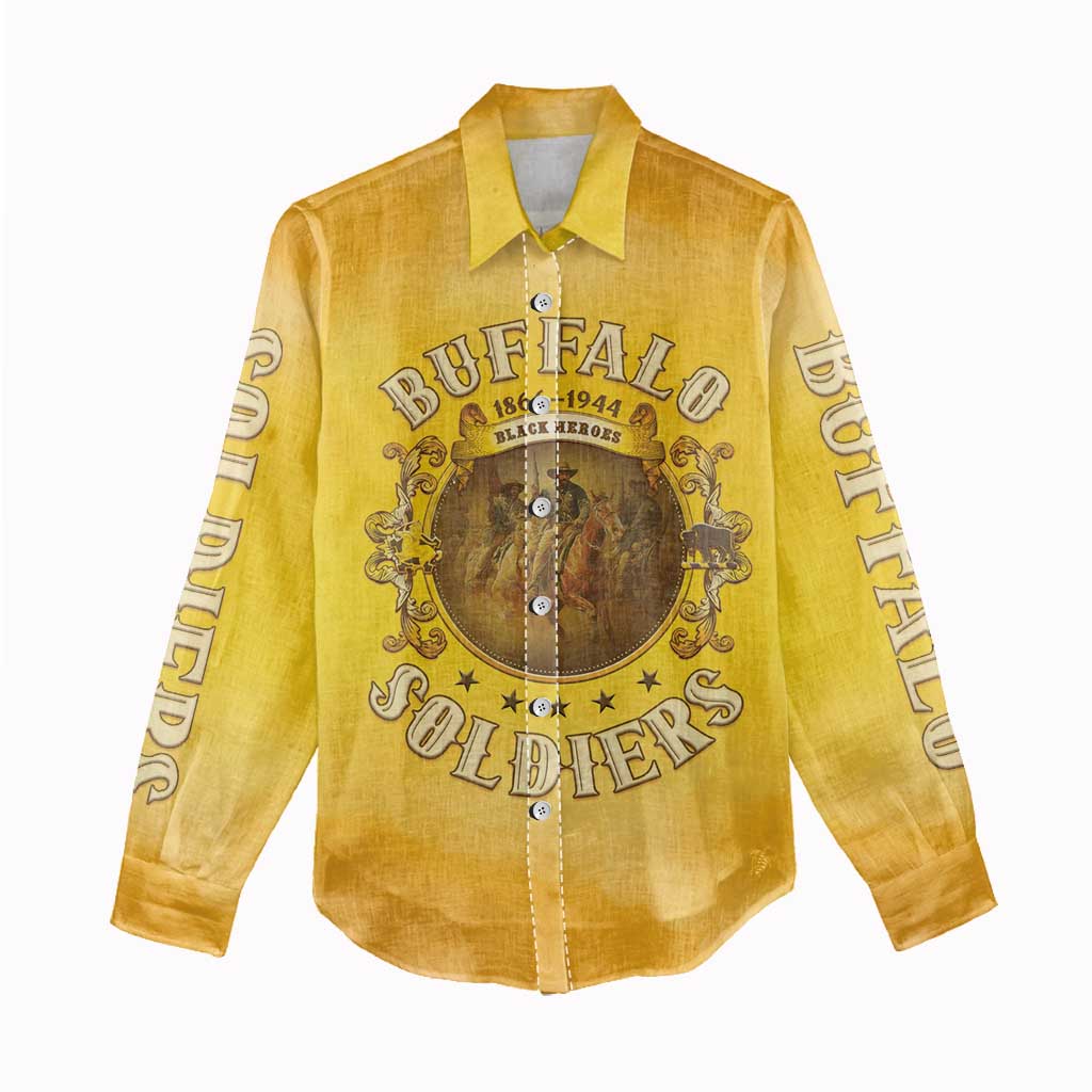 Honor Buffalo Soldiers Women Casual Shirt African American Cavalry Yellow Version - Wonder Print Shop