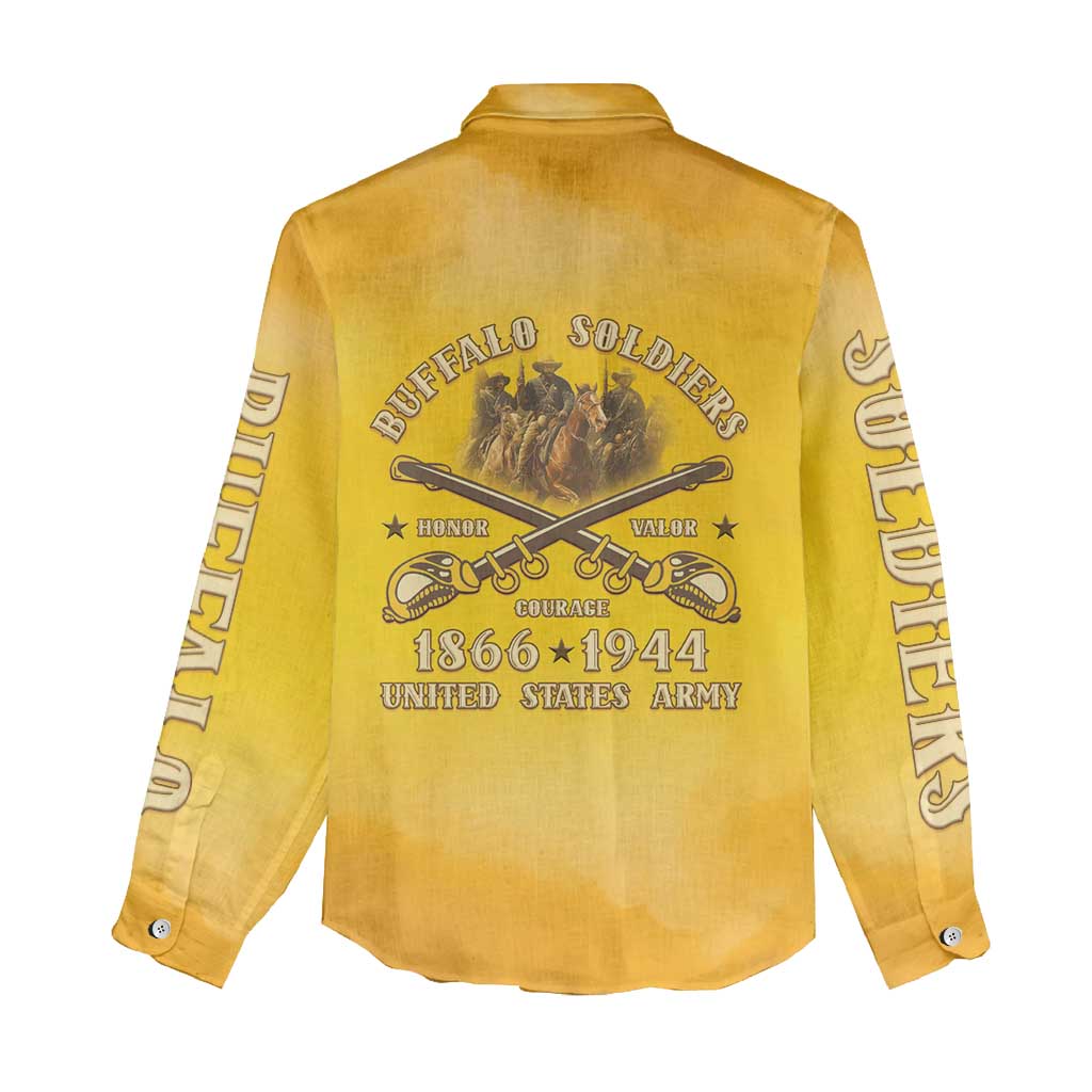 Honor Buffalo Soldiers Women Casual Shirt African American Cavalry Yellow Version - Wonder Print Shop