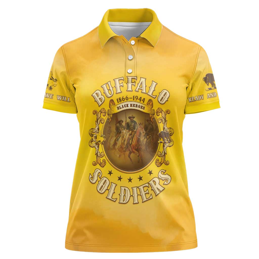 Honor Buffalo Soldiers Women Polo Shirt African American Cavalry Yellow Version - Wonder Print Shop