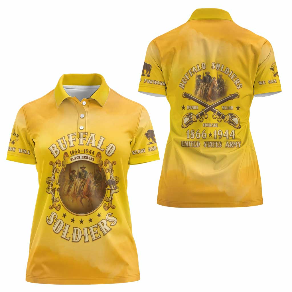Honor Buffalo Soldiers Women Polo Shirt African American Cavalry Yellow Version - Wonder Print Shop