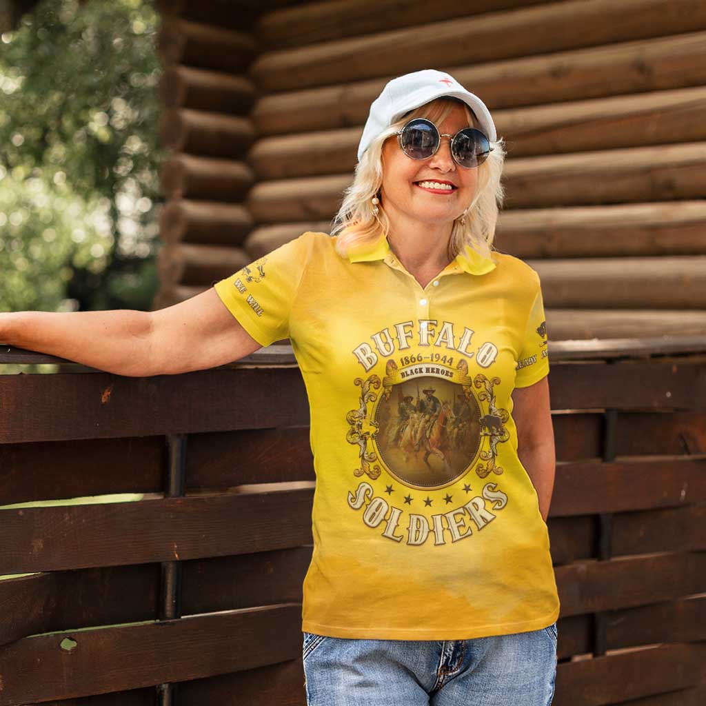 Honor Buffalo Soldiers Women Polo Shirt African American Cavalry Yellow Version - Wonder Print Shop