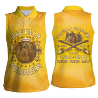Honor Buffalo Soldiers Women Sleeveless Polo Shirt African American Cavalry Yellow Version - Wonder Print Shop