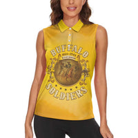 Honor Buffalo Soldiers Women Sleeveless Polo Shirt African American Cavalry Yellow Version - Wonder Print Shop