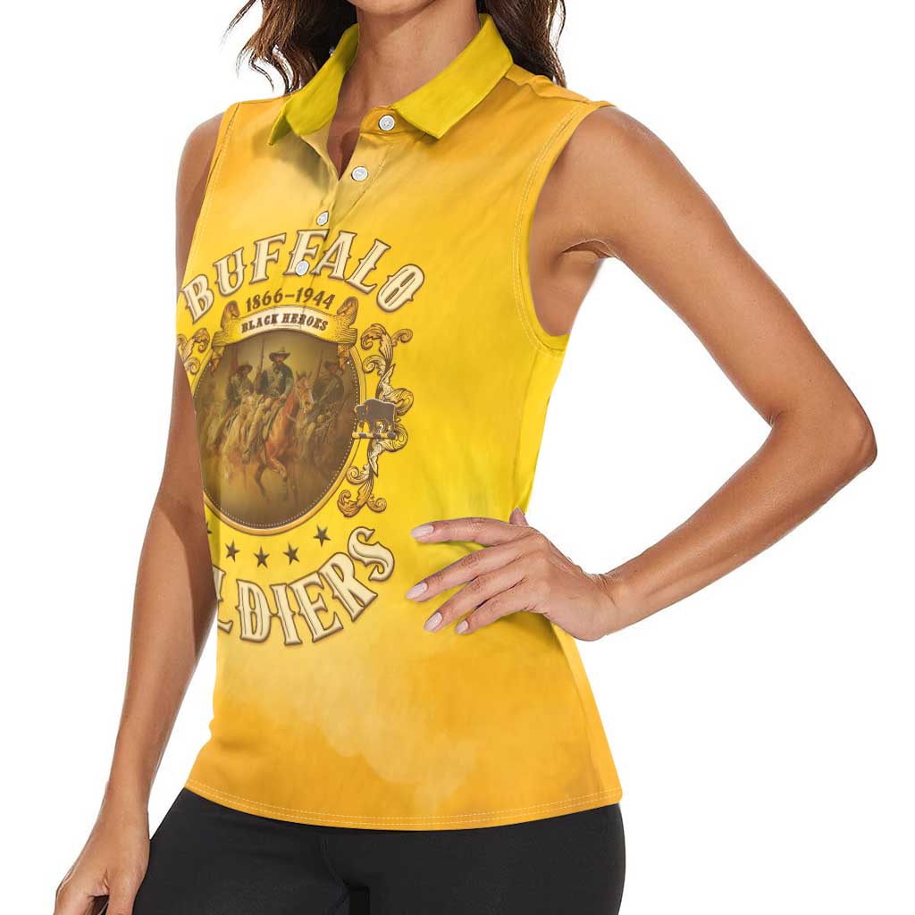 Honor Buffalo Soldiers Women Sleeveless Polo Shirt African American Cavalry Yellow Version - Wonder Print Shop
