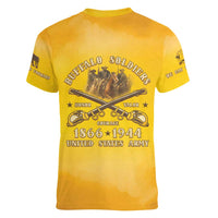 Honor Buffalo Soldiers Women V-Neck T-Shirt African American Cavalry Yellow Version - Wonder Print Shop