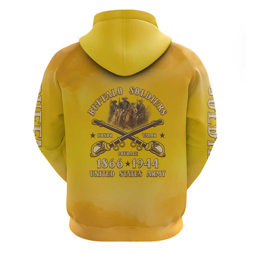 Honor Buffalo Soldiers Zip Hoodie African American Cavalry Yellow Version - Wonder Print Shop