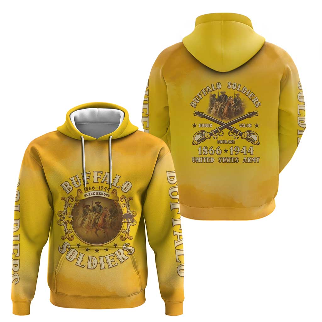 Honor Buffalo Soldiers Zip Hoodie African American Cavalry Yellow Version - Wonder Print Shop